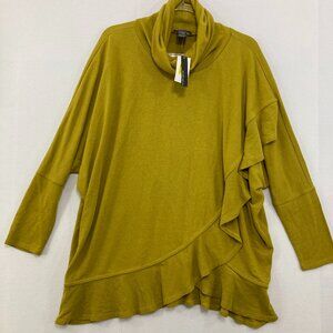 New Chelsea & Theodore Large Turtle Neck Ruffle Dolman Sleeve Knit Sweater